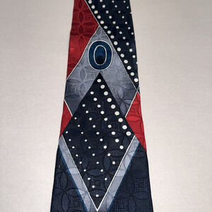 Andre Valentino Silk Tie Beautifully Detailed Navy & Red